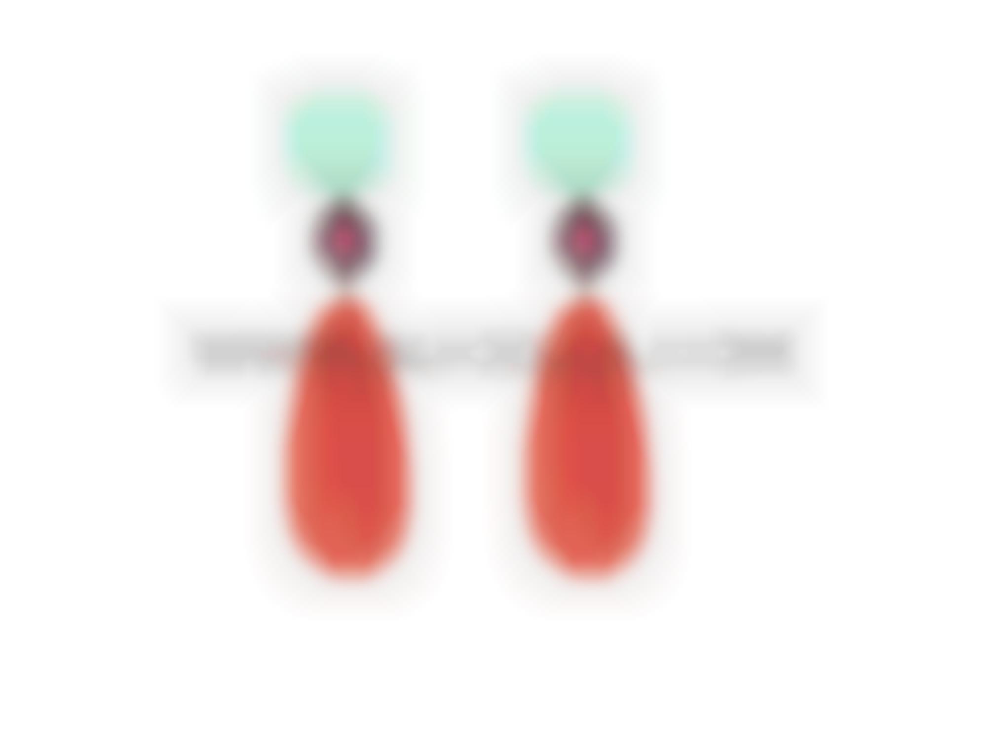 Earrings crysoprase and coral 