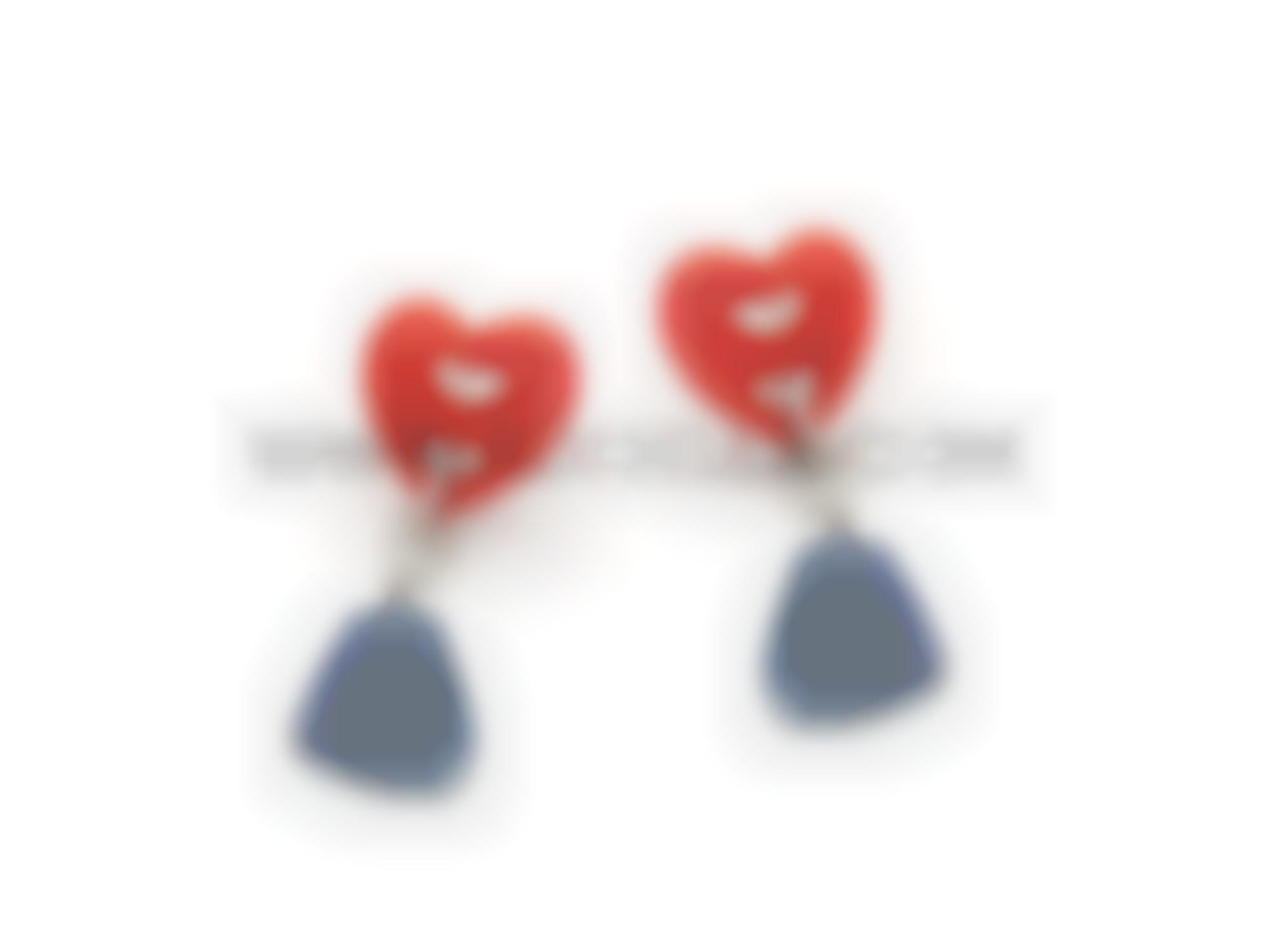 Earrings with coral hearts and sapphires 