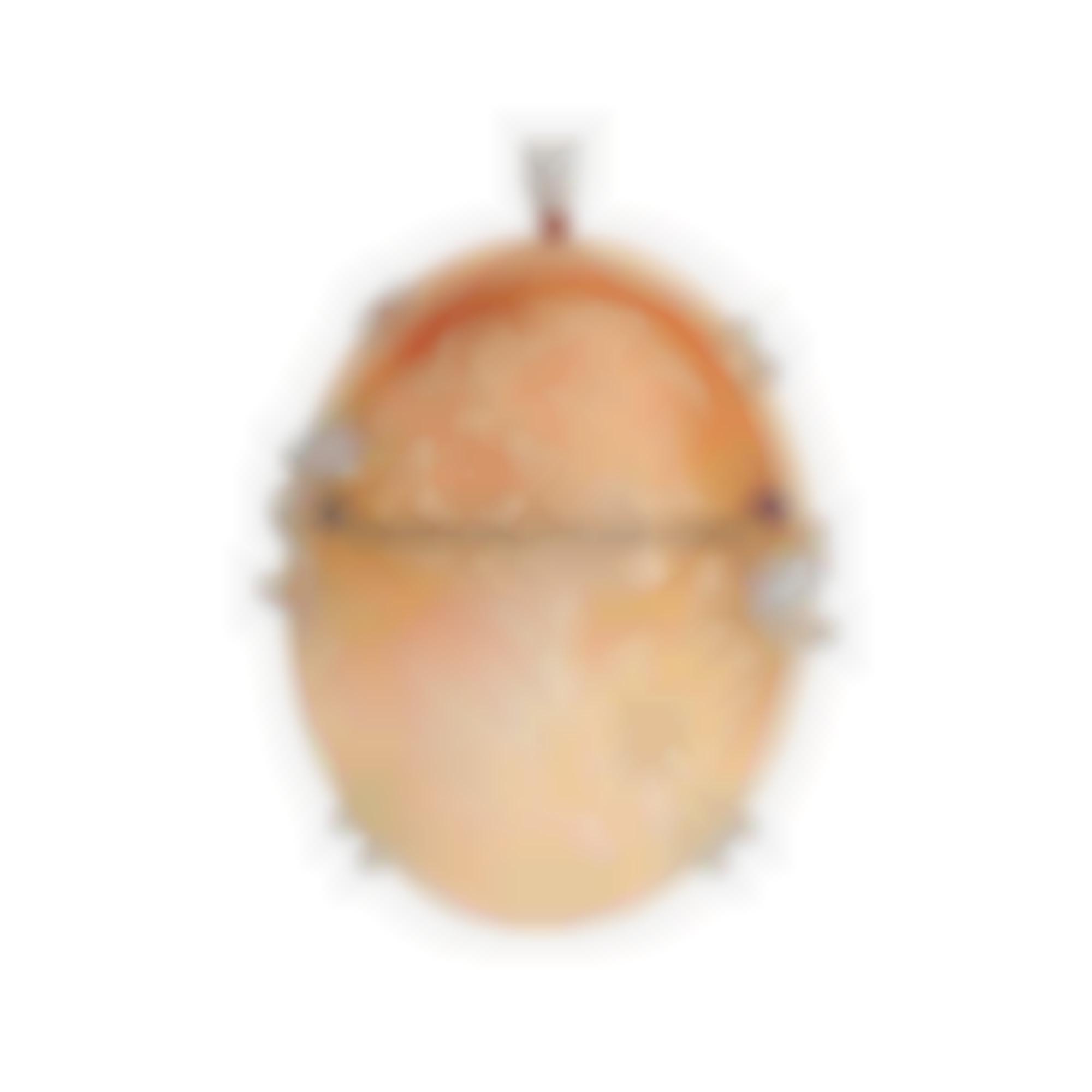 Natural seashell cameo set in silver with zirconia