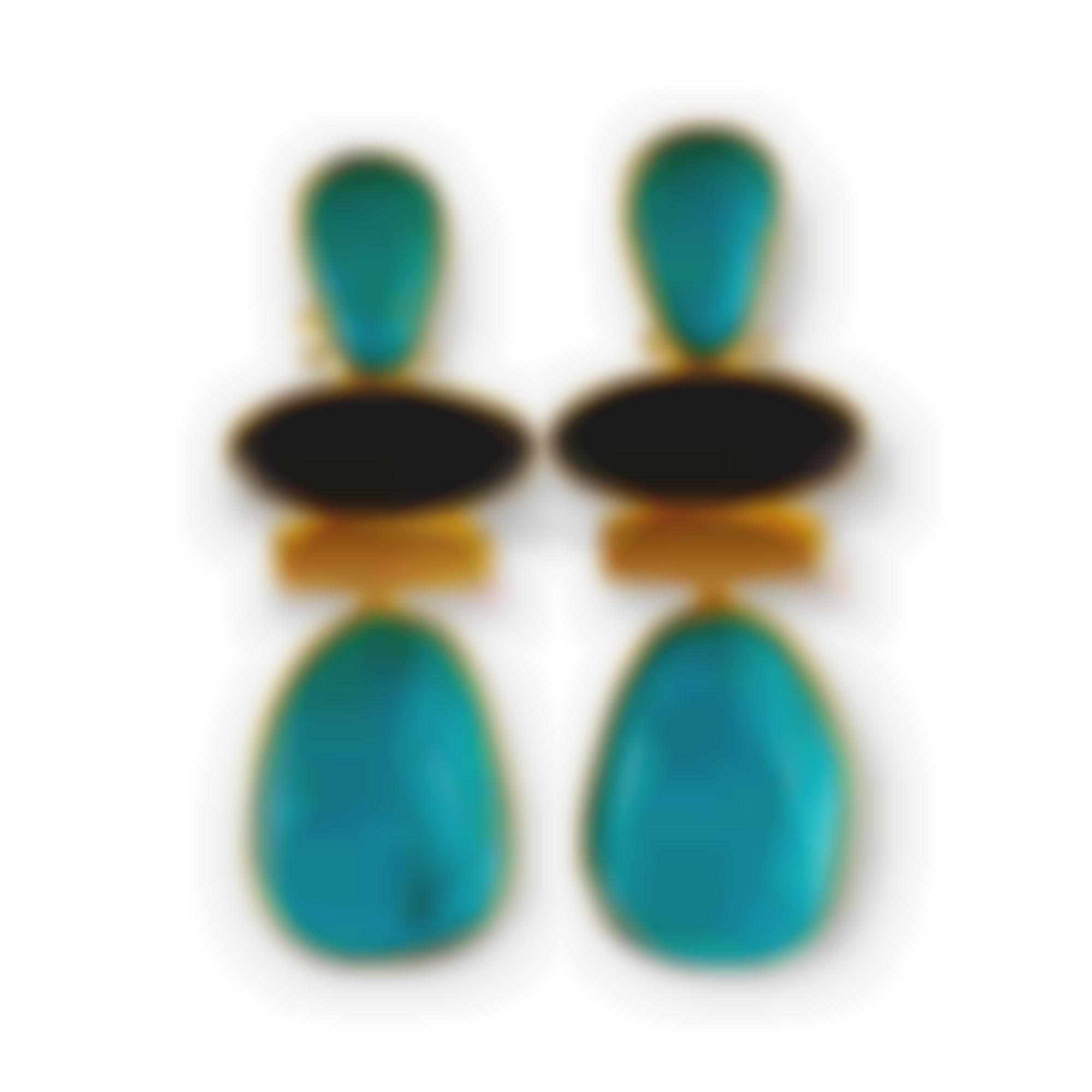 Natural turquoise stabilized set in silver 925