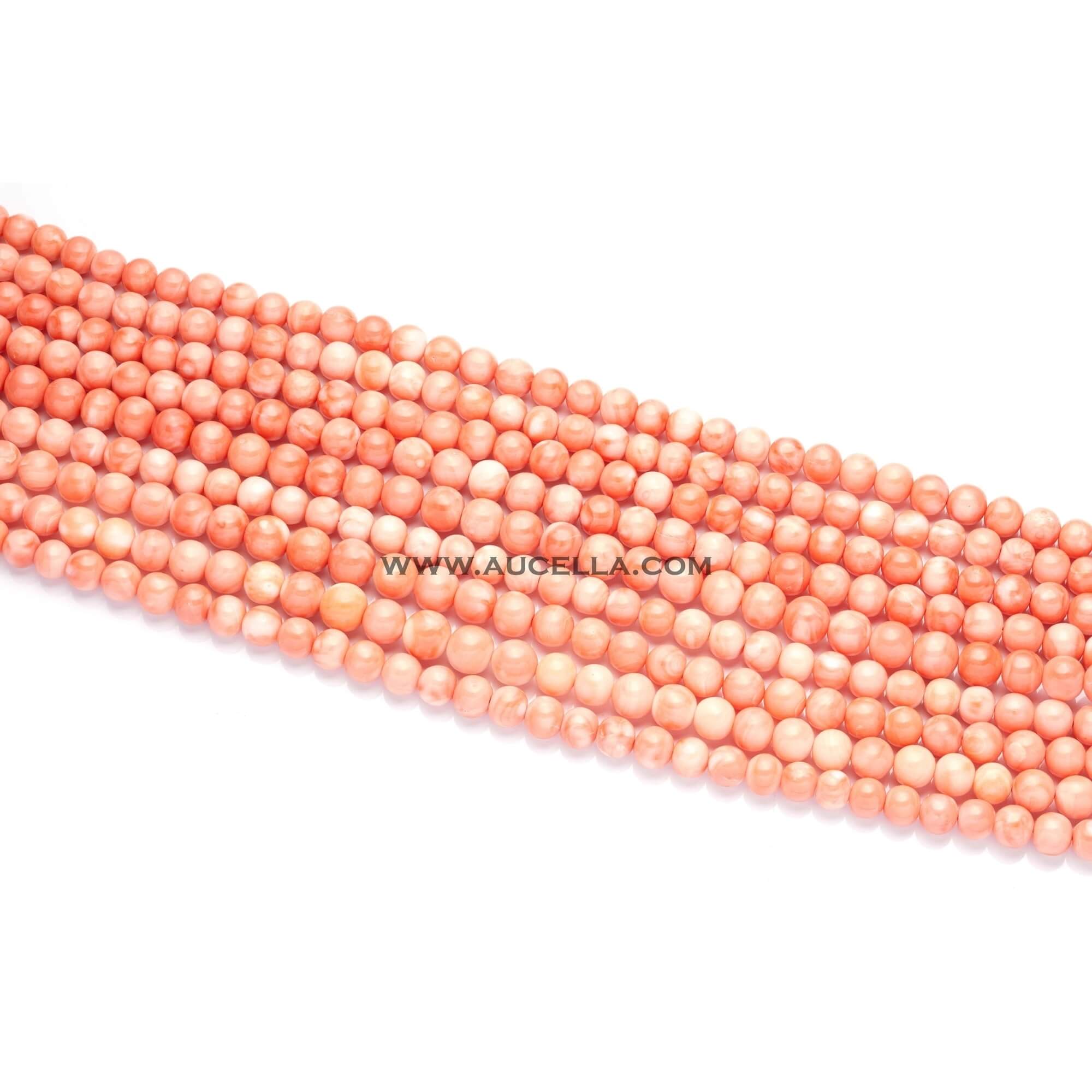 Round Pink Coral Beads, 6 mm - Natural Pink Coral