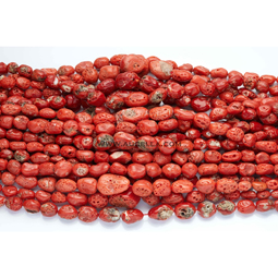 Natural red coral nuggets shape graduated