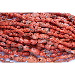 Natural red coral nuggets shape necklaces graduated