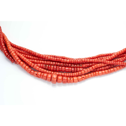 Natural red coral necklaces roundels shape big size