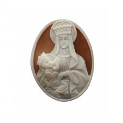 Holy mother carved on natural seashell cameo