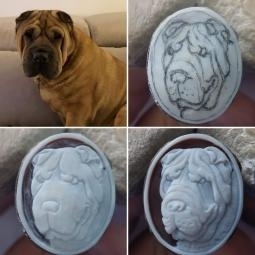 Shar Pei made on seashell