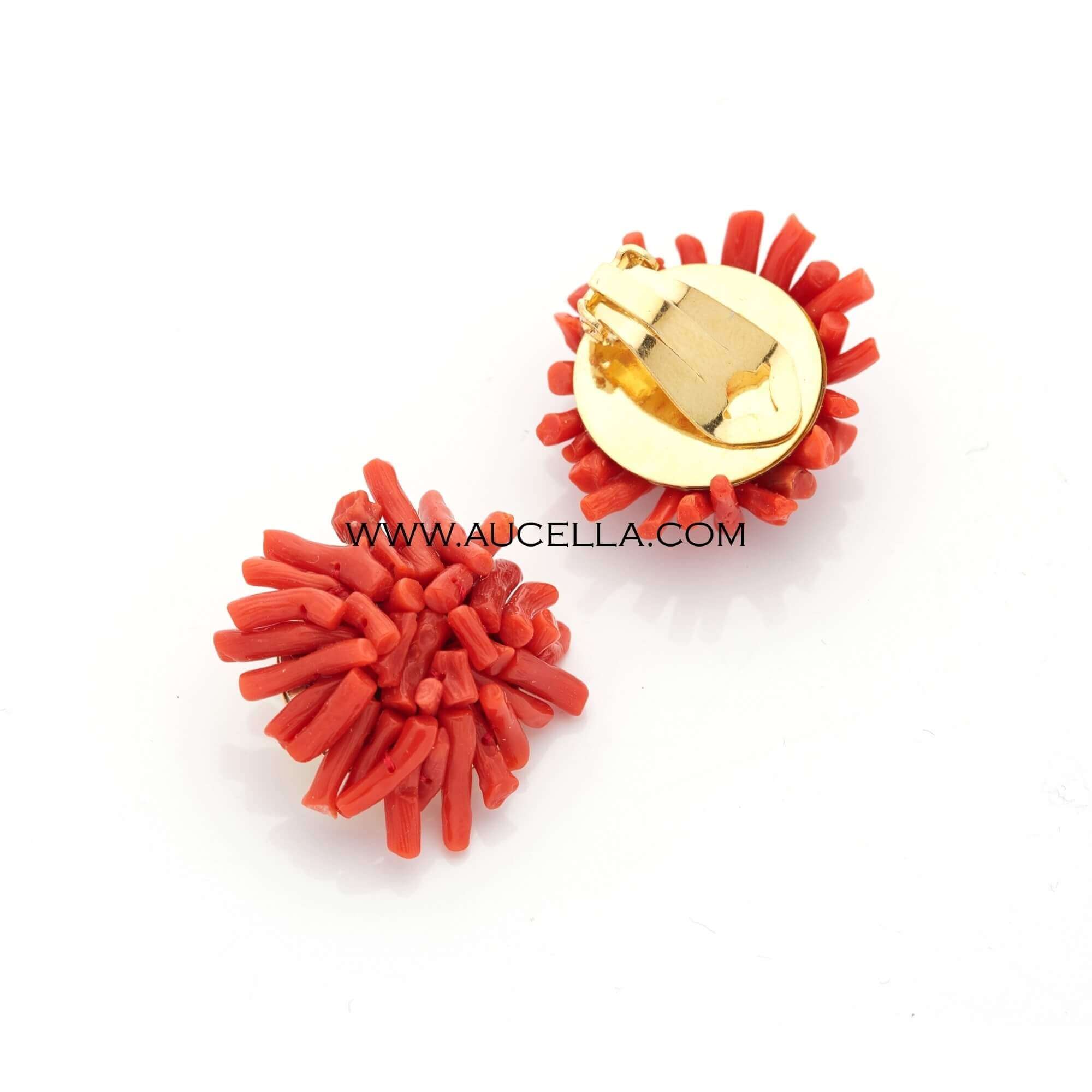 Earrings with coral cupolini set in silver 