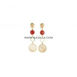 Natural coral cabochon set in silver 925 with mop