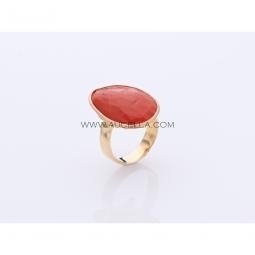 Ring set in silver with natural coral cabochon