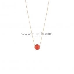 Necklace set in gold red coral bead 7 mm 