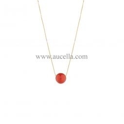 Necklace set in gold red coral bead 8 mm 