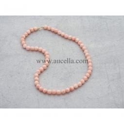 Natural pink coral necklace 8 mm 