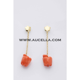 Earrings with corals set in gold 