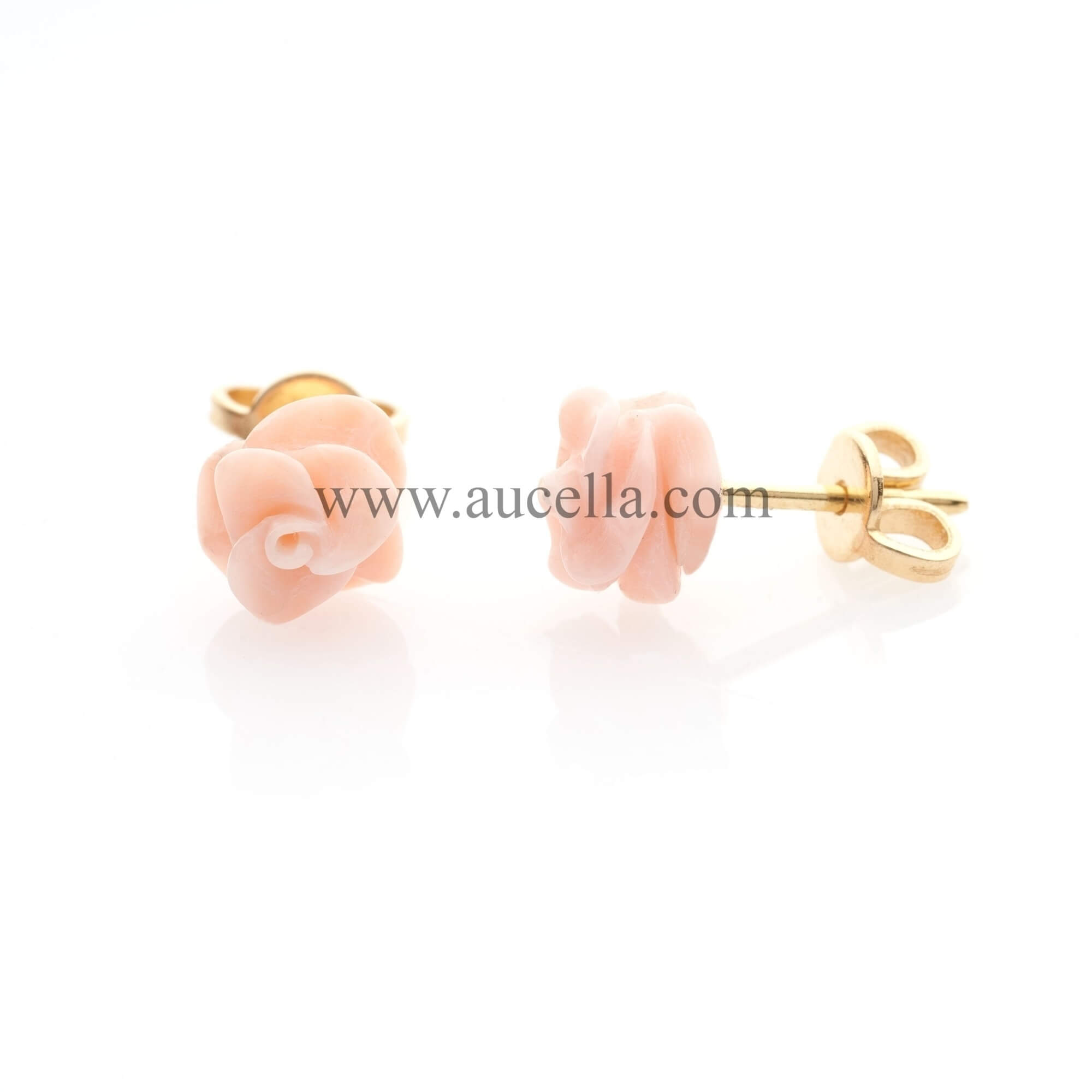 Earrings with pink roses coral 6 mm