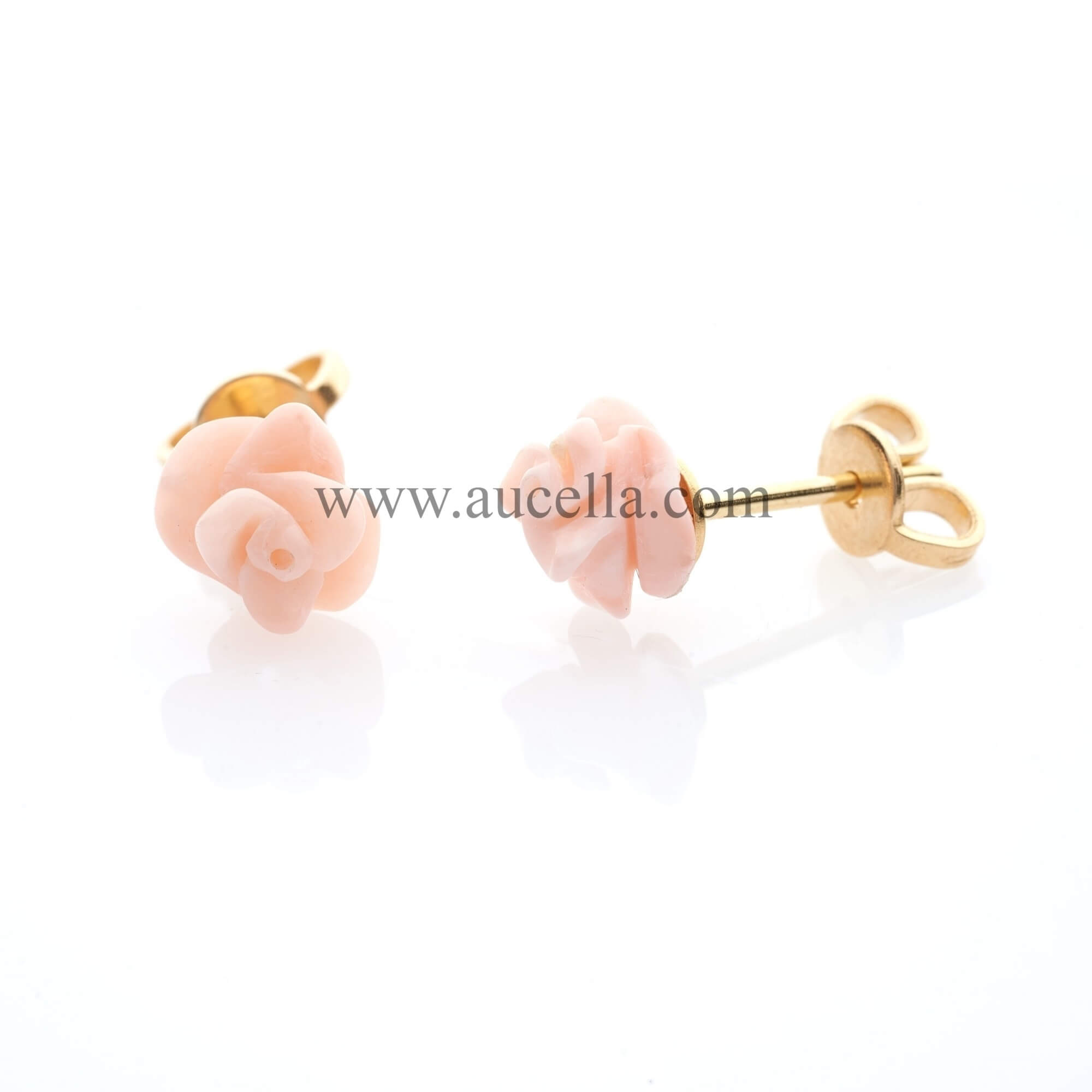 Earrings pink coral roses 7 mm 