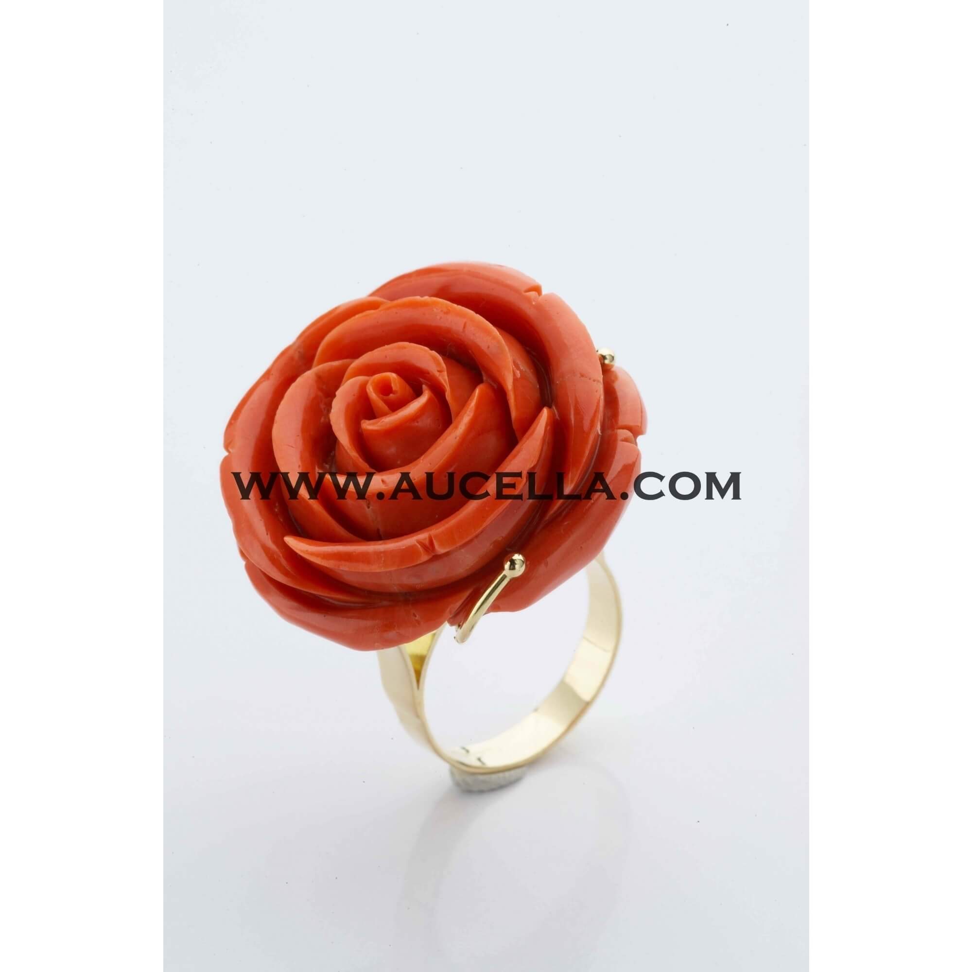 Gold ring with natural coral 