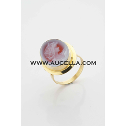 Ring set in gold with red agate cameo