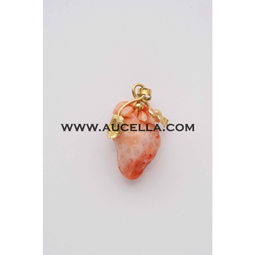 Pendant set in gold with carving fruit in coral