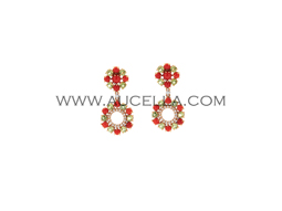 Earrings luxury small circle red coral 